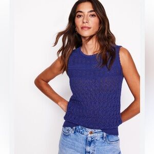 Boden Cotton Stitch Crew Navy Tank Medium NWT